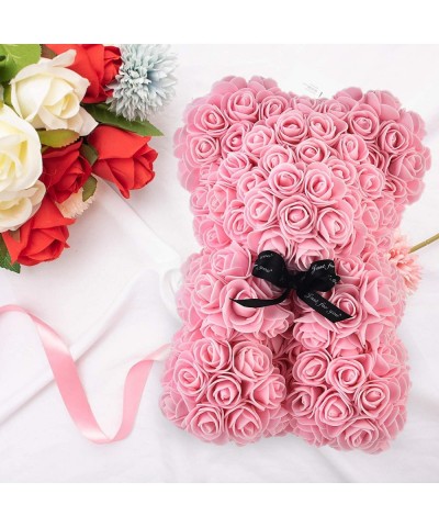 Rose Bear - Rose Teddy Bear on Every Rose Bear -Flower Bear Perfect for Anniversary's - Clear Gift Box Included! 10 Inche (Li...