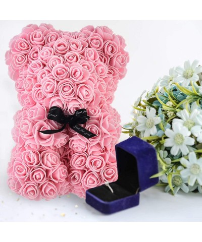 Rose Bear - Rose Teddy Bear on Every Rose Bear -Flower Bear Perfect for Anniversary's - Clear Gift Box Included! 10 Inche (Li...