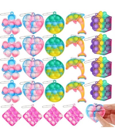 Mini Pop Keychain Party Favors for Kids Valentines Day Gifts 24 Pack Rainbow Hand Fidget Toys Boys Girls Birthday Gifts Goodi...