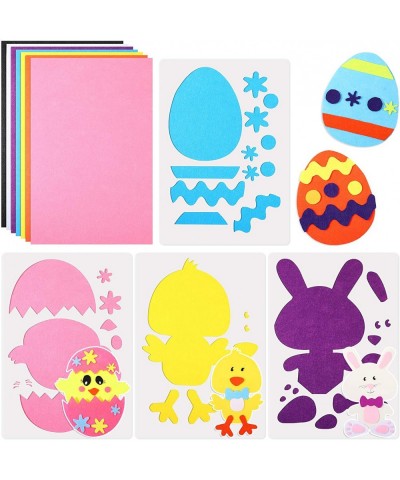 Easter DIY Felt Craft Set 21 Pieces Felt Fabric Sheets Colorful Felt Craft Sheet and 4 Pieces Shaped Templates for Kids Creat...