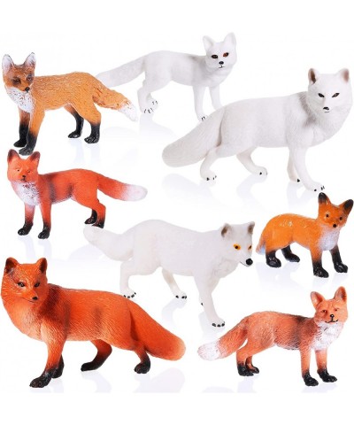 8 Pieces Fox Animal Toy Figures Set Realistic Arctic Fox Red Foxes Animal Figures Jungle Animal Fox Playset Cake Topper Party...