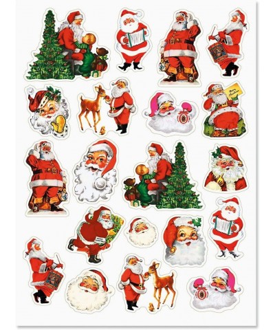 Retro Santa Stickers - 40 Stickers Two 8-1/2" x 11" Sheets Christmas Themed Great for Teachers Students Scrapbooking DIY Arts...