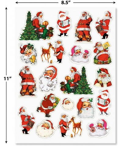 Retro Santa Stickers - 40 Stickers Two 8-1/2" x 11" Sheets Christmas Themed Great for Teachers Students Scrapbooking DIY Arts...