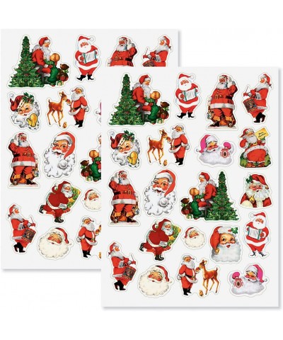 Retro Santa Stickers - 40 Stickers Two 8-1/2" x 11" Sheets Christmas Themed Great for Teachers Students Scrapbooking DIY Arts...