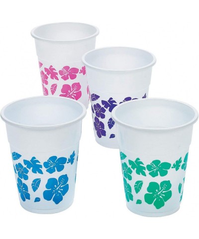 Hibiscus Design Disposable Cups Bulk Set of 50 - Each holds 16 oz - Luau Tiki and Summer Party Supplies Drinkware $30.71 Kids...