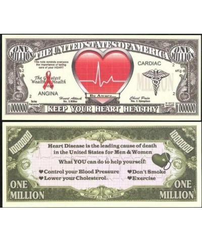 Heart Disease Awareness Million Dollar Novelty Bill - Lot of 100 Bills $51.95 Money & Banking Play Toys