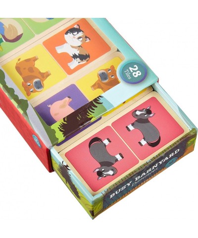 Busy Barnyard Wooden Dominoes - Reversible! Classic and Matching Games (28pcs) $26.16 Domino & Tile Games