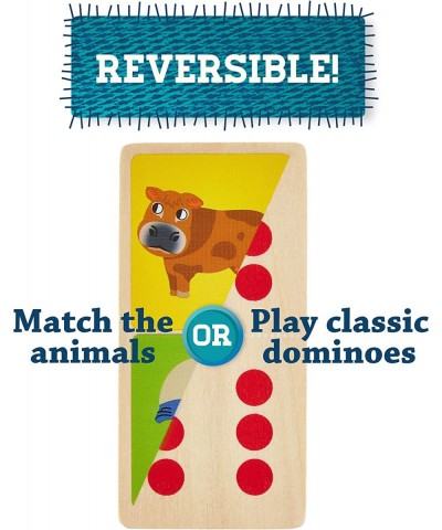 Busy Barnyard Wooden Dominoes - Reversible! Classic and Matching Games (28pcs) $26.16 Domino & Tile Games