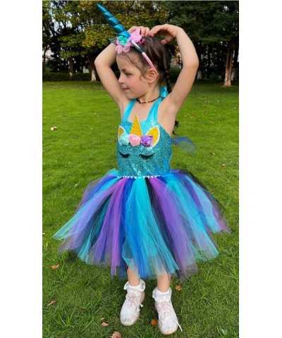 Unicorn Costume for Girls Rainbow Unicorn Dress Birthday Halloween Party Outfits with Headband $27.65 Kids' Costumes