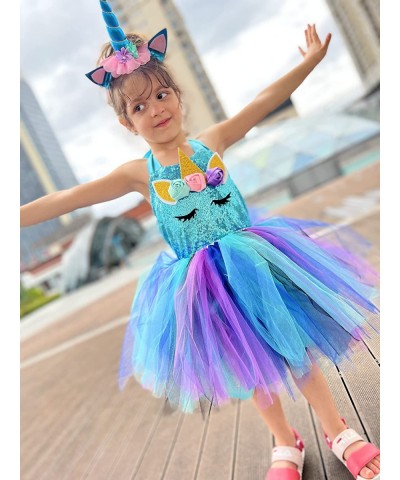 Unicorn Costume for Girls Rainbow Unicorn Dress Birthday Halloween Party Outfits with Headband $27.65 Kids' Costumes