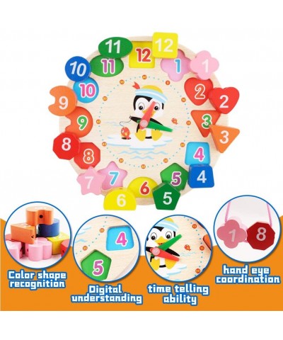 Puzzles for Toddlers 2 Pack Wooden Jigsaw Puzzles Shape Sorting Clock and Wooden Stacking Elephants Montessori Early Learning...