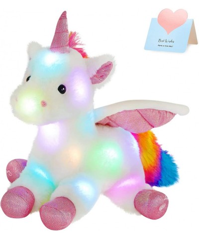 16.5" Light up White Unicorn Stuffed Animal Glowing Singing Plush Toys Decor Birthday Christmas Children's Day Gifts for Todd...