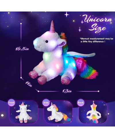 16.5" Light up White Unicorn Stuffed Animal Glowing Singing Plush Toys Decor Birthday Christmas Children's Day Gifts for Todd...