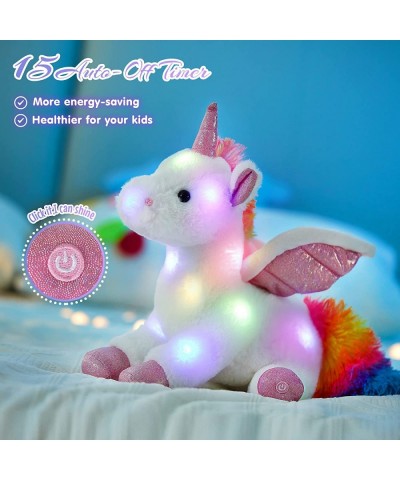 16.5" Light up White Unicorn Stuffed Animal Glowing Singing Plush Toys Decor Birthday Christmas Children's Day Gifts for Todd...