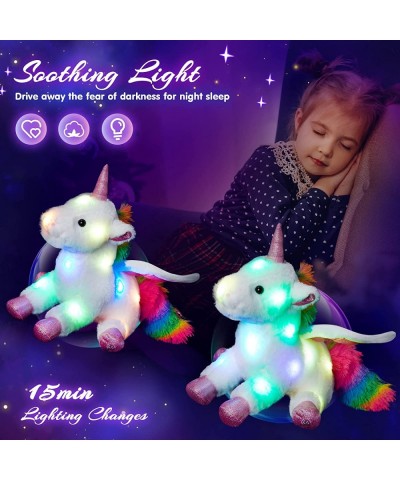 16.5" Light up White Unicorn Stuffed Animal Glowing Singing Plush Toys Decor Birthday Christmas Children's Day Gifts for Todd...