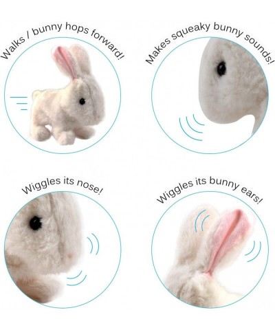 Playful Bunny Hops Around Makes Sounds Wiggles Ears And Nose Cute Interactive Rabbit Kids Soft Cuddly Electronic Pet Battery ...