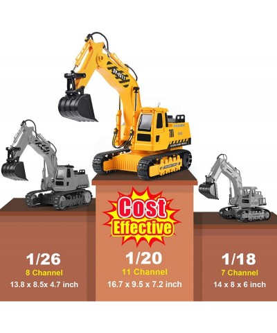 Remote Control Excavator RC Toy 1:20 RC Excavator Toy 3 Separate Motors Construction Tractor 11 Channel Rechargeable RC Truck...