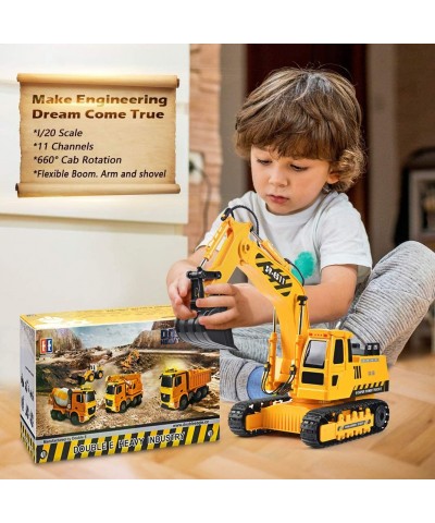 Remote Control Excavator RC Toy 1:20 RC Excavator Toy 3 Separate Motors Construction Tractor 11 Channel Rechargeable RC Truck...