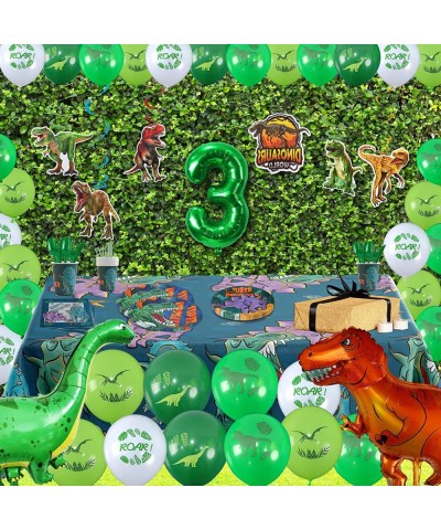 212 Pieces Dinosaur 3rd Birthday Party Supplies Includes Plates Napkins Cups Utensils Tablecloth Swirls Straws Birthday Banne...