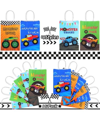 16 Pcs Truck Party Favor Bags Truck Themed Party Treat Bags with Handles Racing Truck Goodie Bags Racing Car Party Paper Gift...