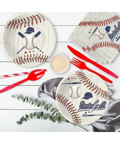 Baseball Party Decorations Tableware - Baseball Birthday Baby Shower Party Supplies Include Plate Cup Napkin Tablecloth Cutle...