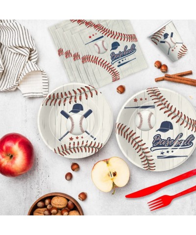 Baseball Party Decorations Tableware - Baseball Birthday Baby Shower Party Supplies Include Plate Cup Napkin Tablecloth Cutle...