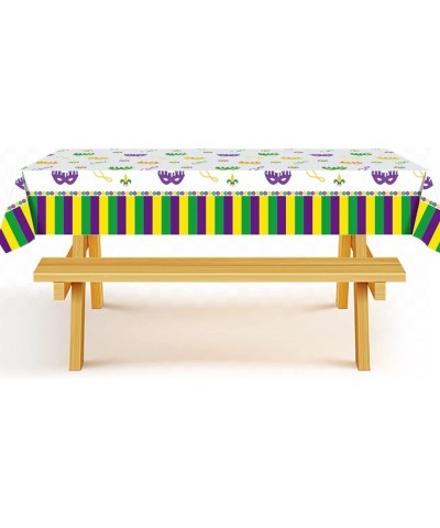 4Pcs Mardi Gras Party Decorations Table Covers - Mardi Gras/ Carnival Birthday Party Decor Supplies Favors Plastic Table Runn...