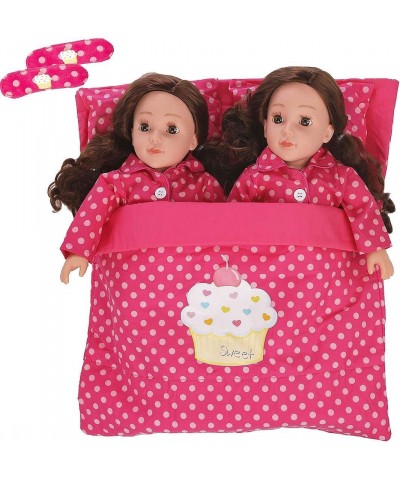 Doll Accessories Reversible Twin Sleeping Bag with Attached Pillows - Double Bedding Set for Twin Dolls Sleepover and Slumber...