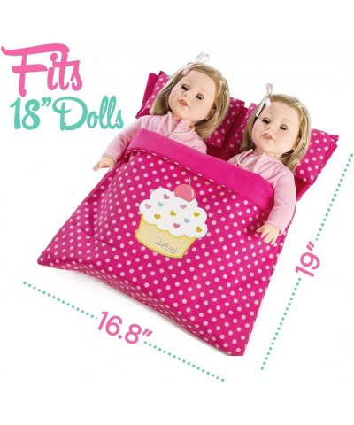 Doll Accessories Reversible Twin Sleeping Bag with Attached Pillows - Double Bedding Set for Twin Dolls Sleepover and Slumber...