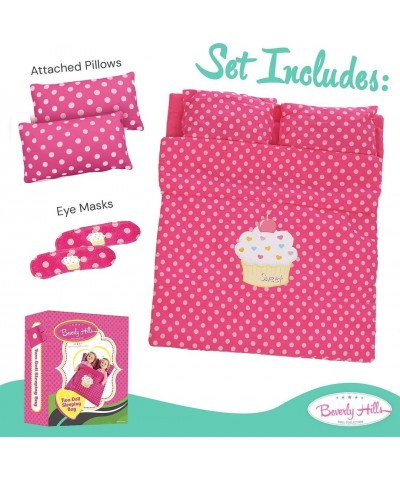 Doll Accessories Reversible Twin Sleeping Bag with Attached Pillows - Double Bedding Set for Twin Dolls Sleepover and Slumber...