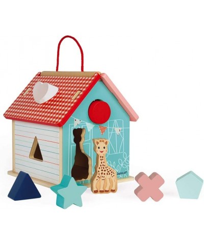 Sophie La Girafe Collection - 8 pc Wooden Shape Sorting House with Carry Handle - Ages 18+ Months - J09505 $52.34 Early Devel...