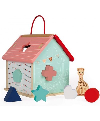 Sophie La Girafe Collection - 8 pc Wooden Shape Sorting House with Carry Handle - Ages 18+ Months - J09505 $52.34 Early Devel...