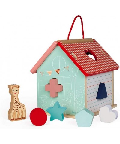 Sophie La Girafe Collection - 8 pc Wooden Shape Sorting House with Carry Handle - Ages 18+ Months - J09505 $52.34 Early Devel...