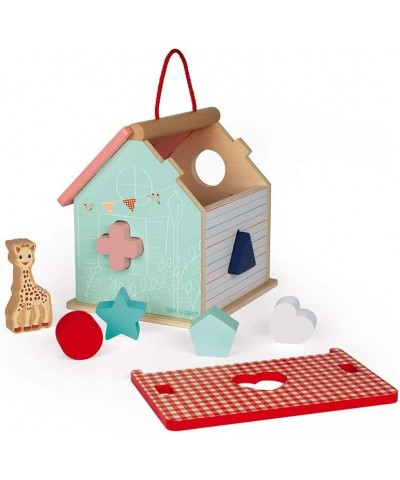 Sophie La Girafe Collection - 8 pc Wooden Shape Sorting House with Carry Handle - Ages 18+ Months - J09505 $52.34 Early Devel...