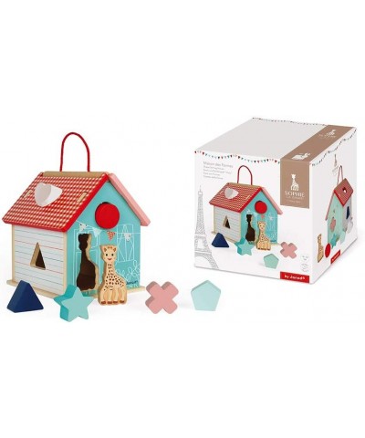 Sophie La Girafe Collection - 8 pc Wooden Shape Sorting House with Carry Handle - Ages 18+ Months - J09505 $52.34 Early Devel...