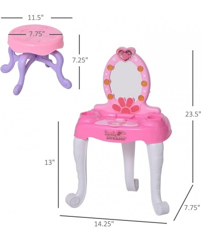 Kids Vanity Table and Chair Beauty Pretend Play Set with Mirror Lights Sounds & Pretend Beauty Makeup Accessories for Girls 3...