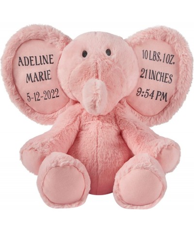 Personalized Snuggly Soft Plush Elephant - Stuffed Animal - Cuddly Toy - Pink Elephant - Customize with Any 1- to 6-Line Mess...