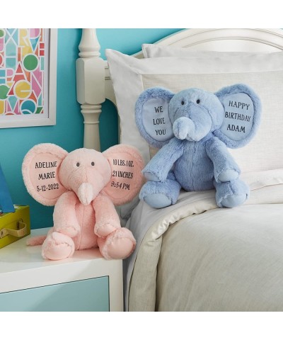 Personalized Snuggly Soft Plush Elephant - Stuffed Animal - Cuddly Toy - Pink Elephant - Customize with Any 1- to 6-Line Mess...