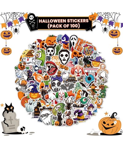 Cute Halloween Stickers for Kids - 100 Pieces | Halloween Vinyl Stickers | Scary Halloween Window Stickers | Halloween Pumpki...