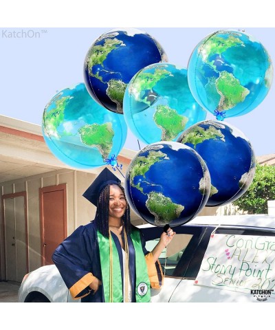 Big Globe Balloons and Earth Balloons - 22 Inch Pack of 6 | World Balloons for Earth Day Decoration | 4D World Map Balloons f...