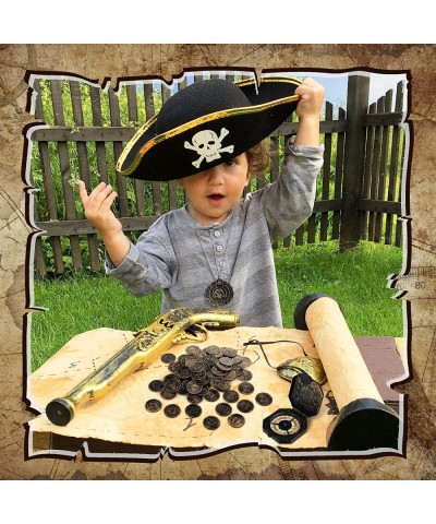 102 Pieces Pirate Theme Party Supply Include Vintage Pirate Treasure Gold Coins Pirate Skull Necklace and Pirate Compass Pira...