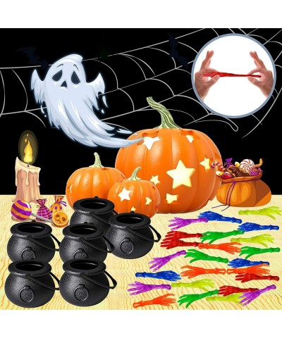 144 Pcs Halloween Game Toy Gifts for Kids 24 Pack Prefilled Cauldrons with Halloween Toy Eyeballs Witch Fingers Sticky Hands ...