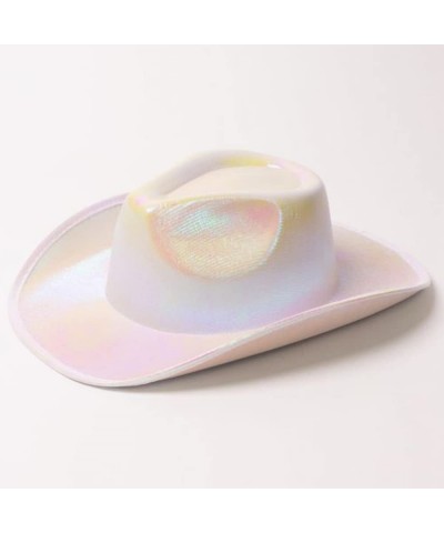 Holographic White Space Cowgirl Hat with Heart Glasses Bandana Metallic Women Western Cowboy Hats Rodeo Party Hats Neon Rave ...