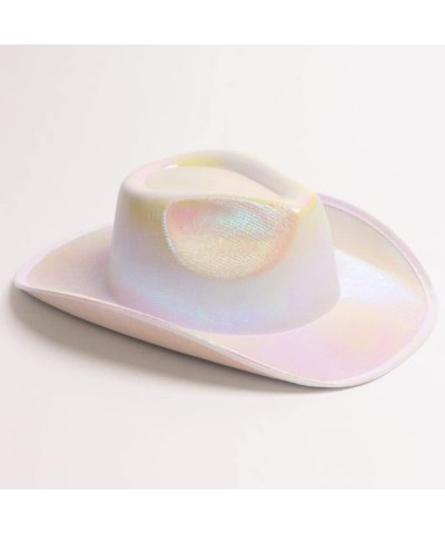 Holographic White Space Cowgirl Hat with Heart Glasses Bandana Metallic Women Western Cowboy Hats Rodeo Party Hats Neon Rave ...