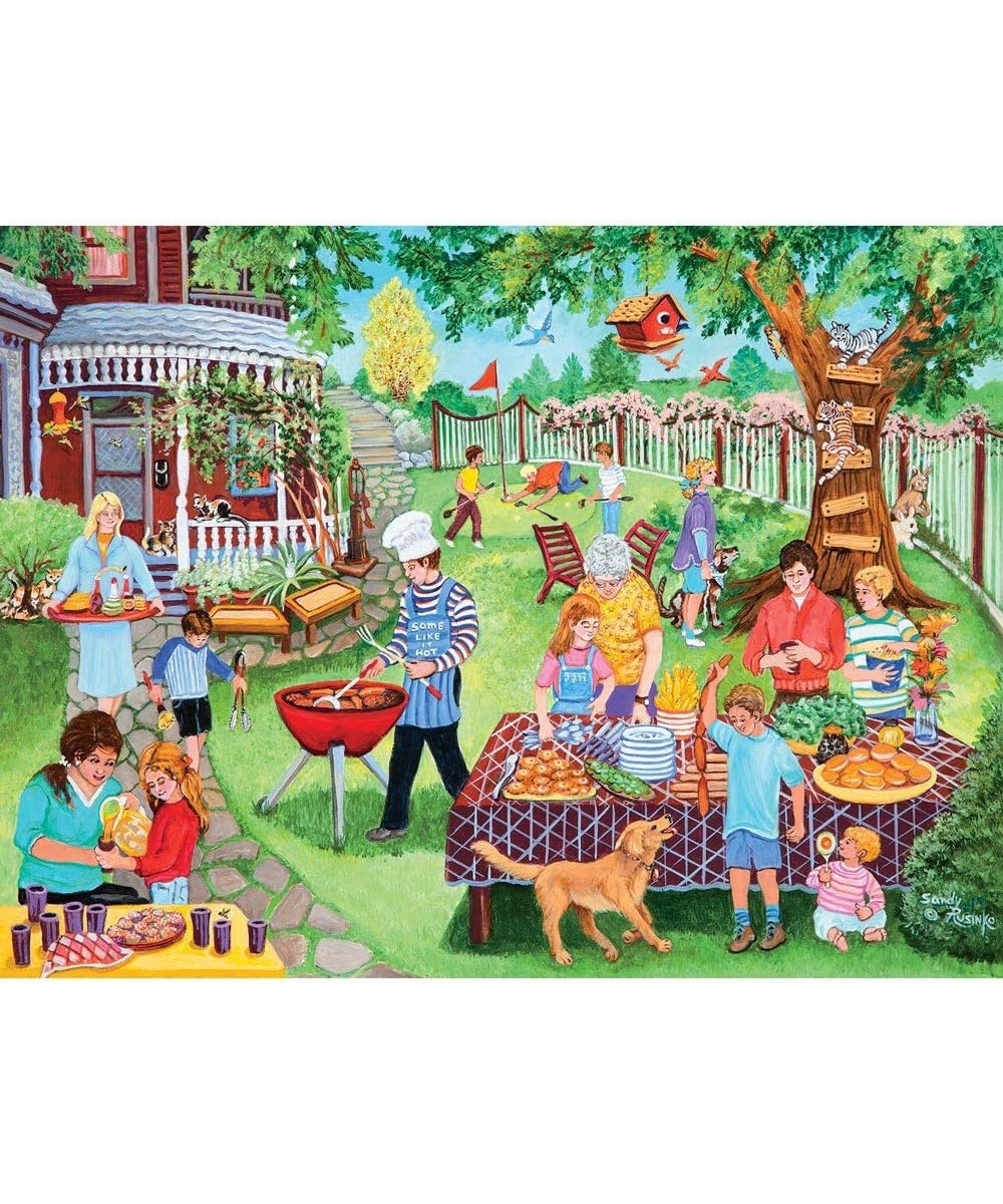 - 500 Piece Jigsaw Puzzle for Adults 18" X 24" - Backyard Barbeque - 500 pc Family and Friends BBQ Summer Backyard Scene Jigs...