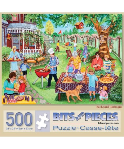 - 500 Piece Jigsaw Puzzle for Adults 18" X 24" - Backyard Barbeque - 500 pc Family and Friends BBQ Summer Backyard Scene Jigs...