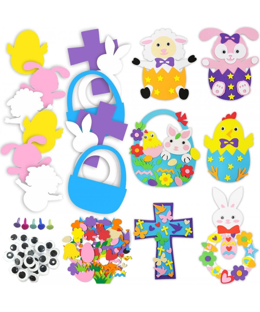 Easter Crafts for Kids Foam DIY Craft Kits Include Easter Rabbit Chick Goat Cross Basket Bunny Wretch Self-Adhesive Multi-Col...