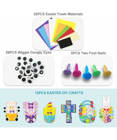 Easter Crafts for Kids Foam DIY Craft Kits Include Easter Rabbit Chick Goat Cross Basket Bunny Wretch Self-Adhesive Multi-Col...