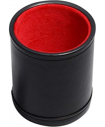 Black PU Leather Red Felt Lined Dice Cup with Spanish Poker Dice in Storage Pouch Set $28.92 Game Accessories