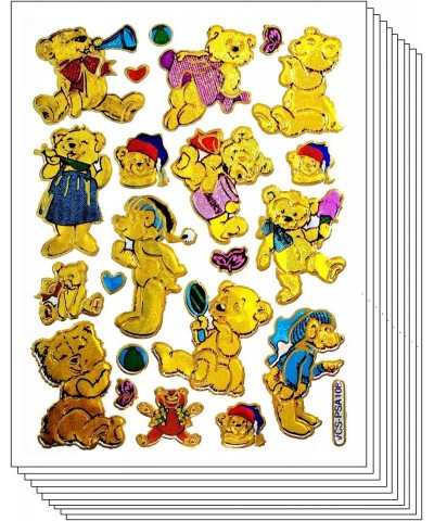 Stickers Glitter Pack 10 Sheets Cute Love Gold Teddy Bear Cartoon Stickers Label for Kids and Teachers Label Art Decal Craft ...